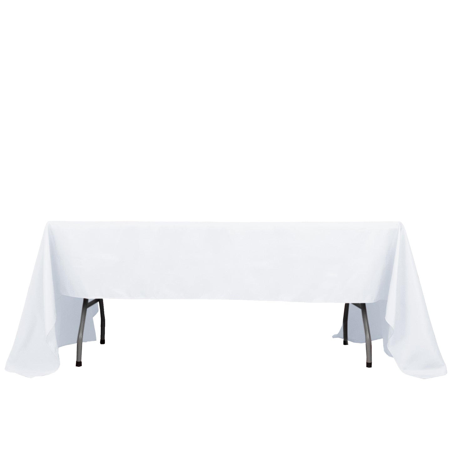 60"x126" White 220GSM Premium Polyester Rectangular Tablecloth