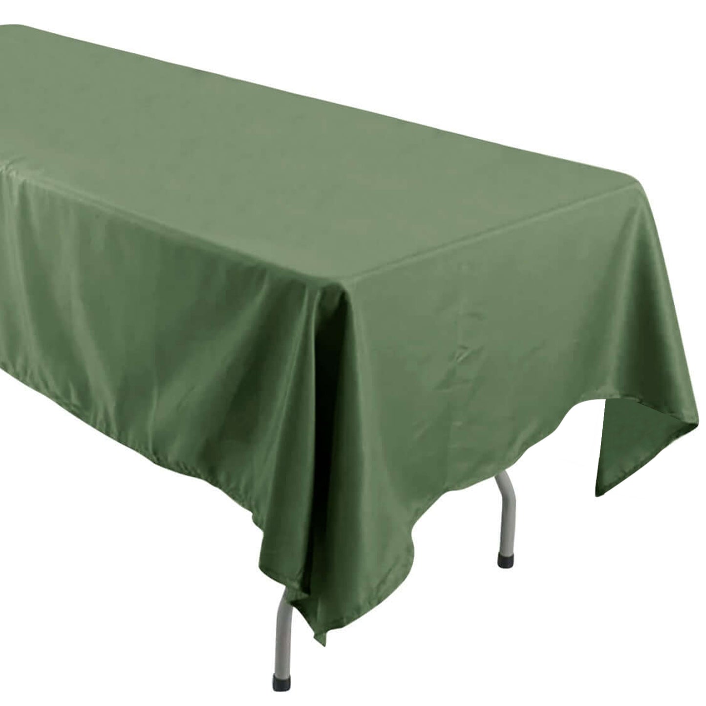 Olive Green Rectangular Polyester Tablecloth 60 Inch x 126 Inch Seamless