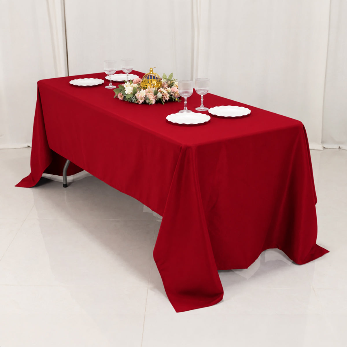 Premium Polyester 60"x126" Rectangle Tablecloth Wine - Stain-Resistant 220GSM Finish for Special Eve