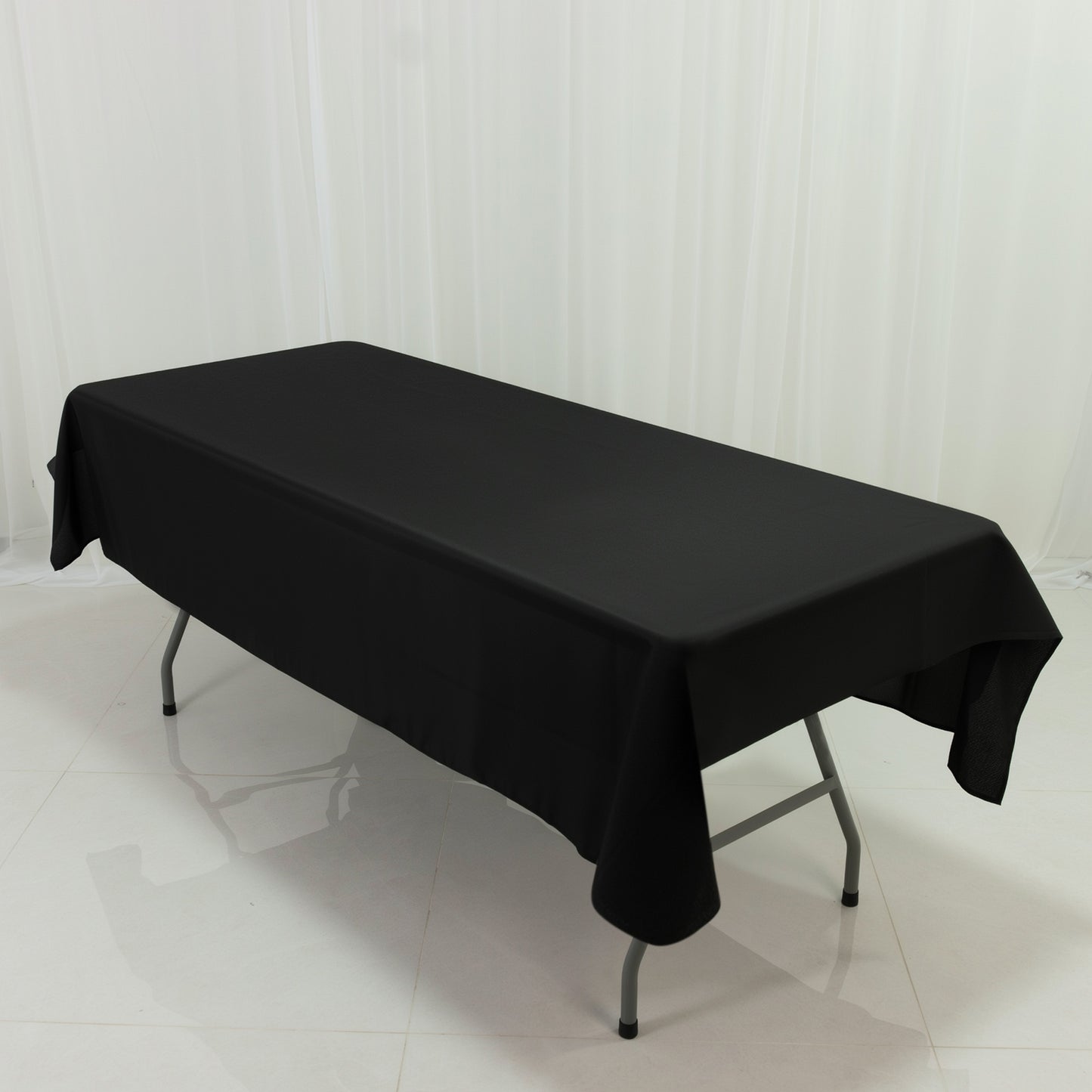 Polyester Tablecloth 60"×84" Black – Rectangle, Washable & Wrinkle-Resistant, Perfect for Parties