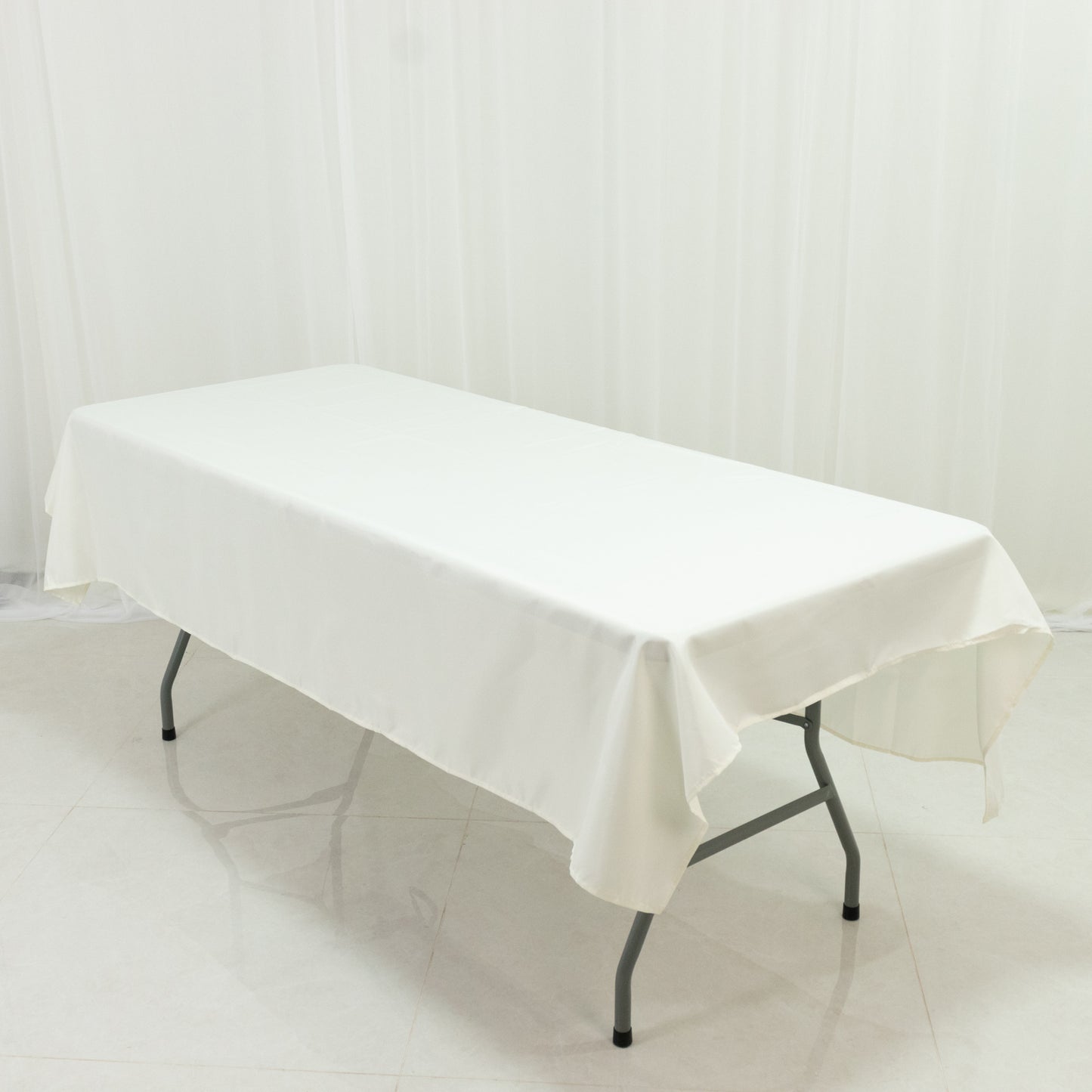 Polyester Tablecloth 60"×84" Ivory – Rectangle, Washable & Wrinkle-Resistant, Perfect for Parties