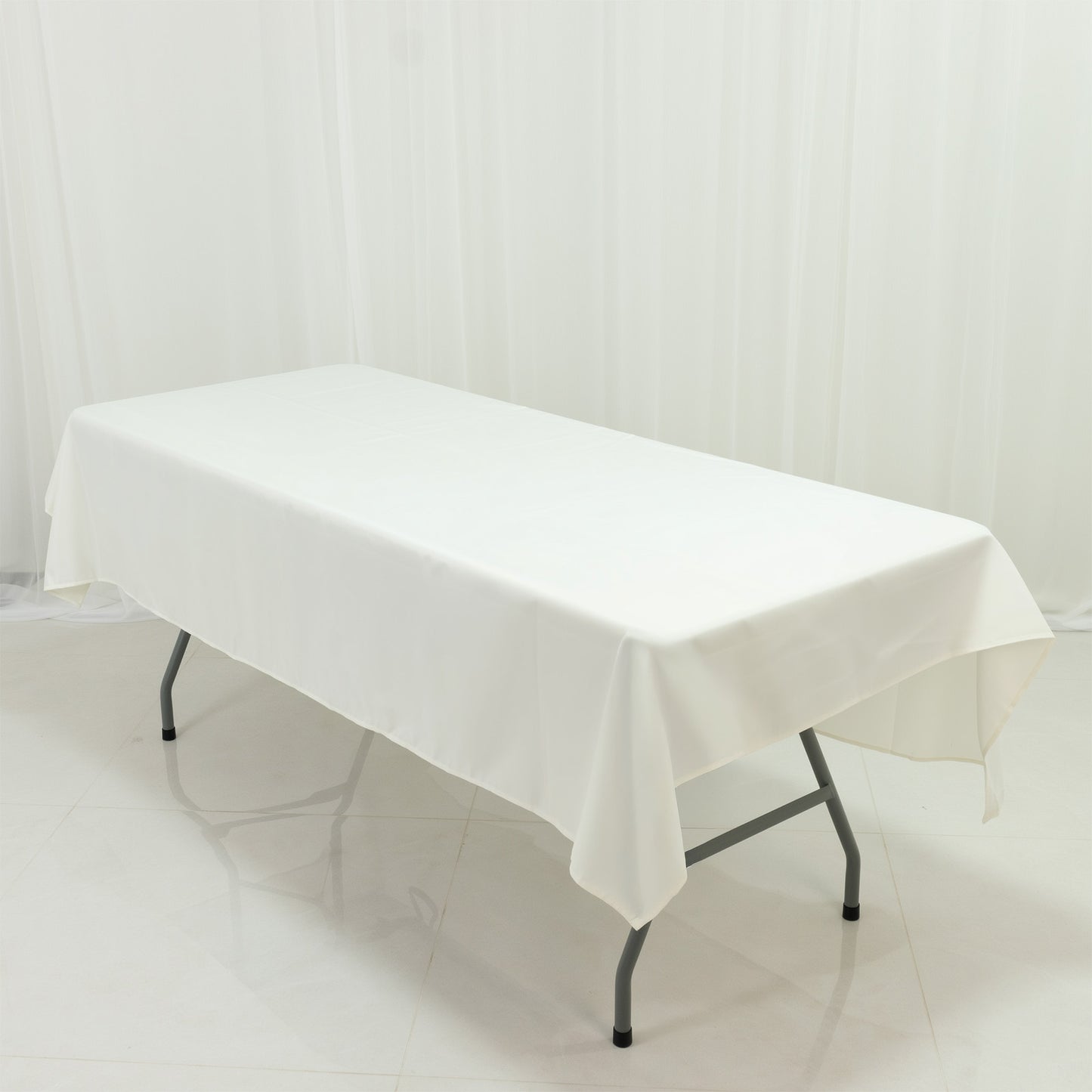 Polyester Tablecloth 60"×84" Ivory – Rectangle, Washable & Wrinkle-Resistant, Perfect for Parties