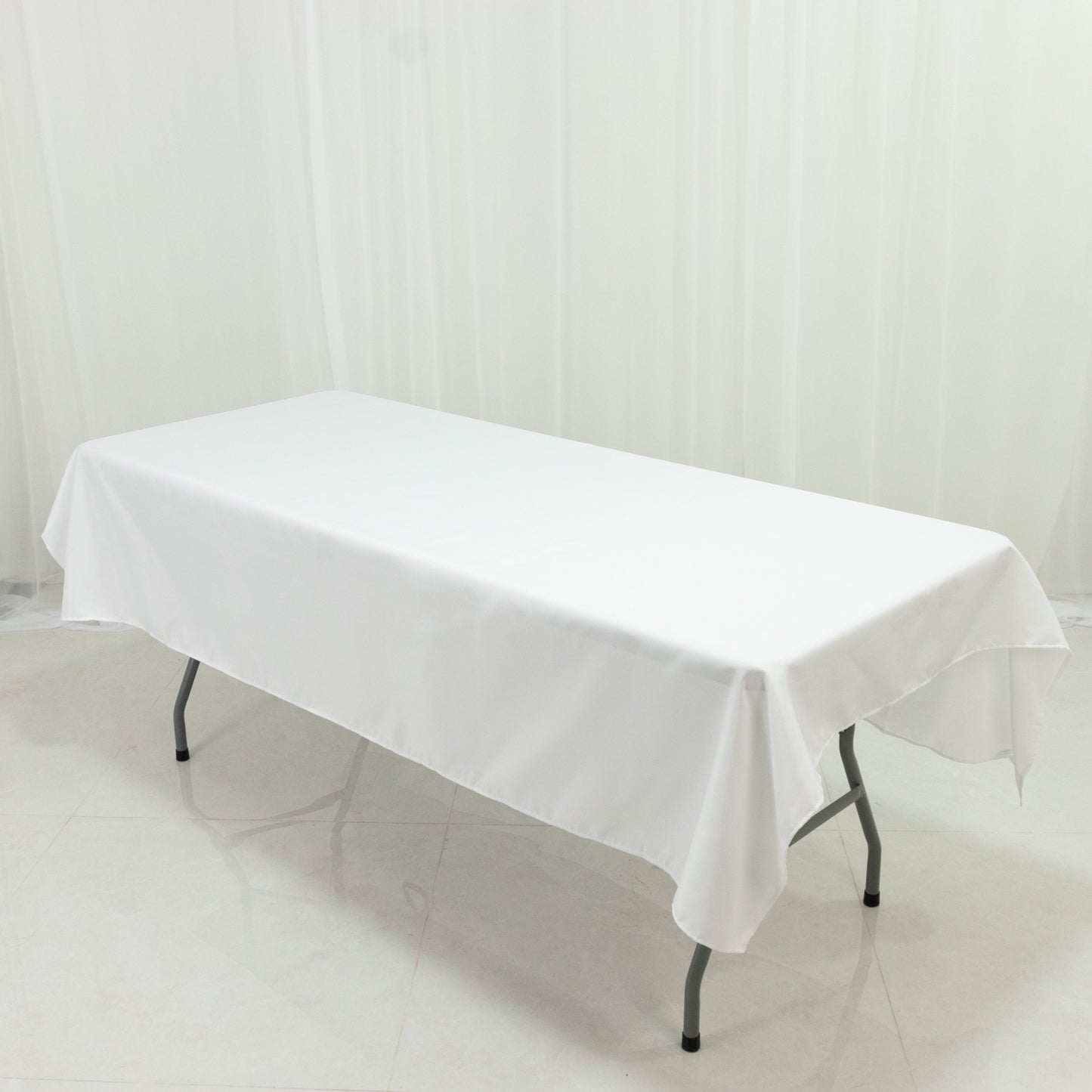 Polyester Tablecloth 60"×84" White – Rectangle, Washable & Wrinkle-Resistant, Perfect for Parties