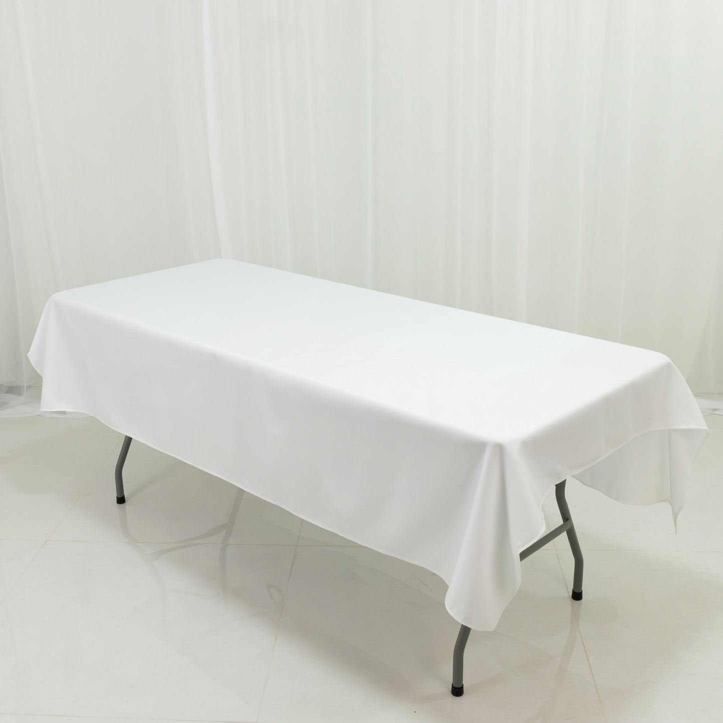 Polyester Tablecloth 60"×84" White – Rectangle, Washable & Wrinkle-Resistant, Perfect for Parties