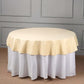 70" Round Beige Polyester Linen Tablecloth