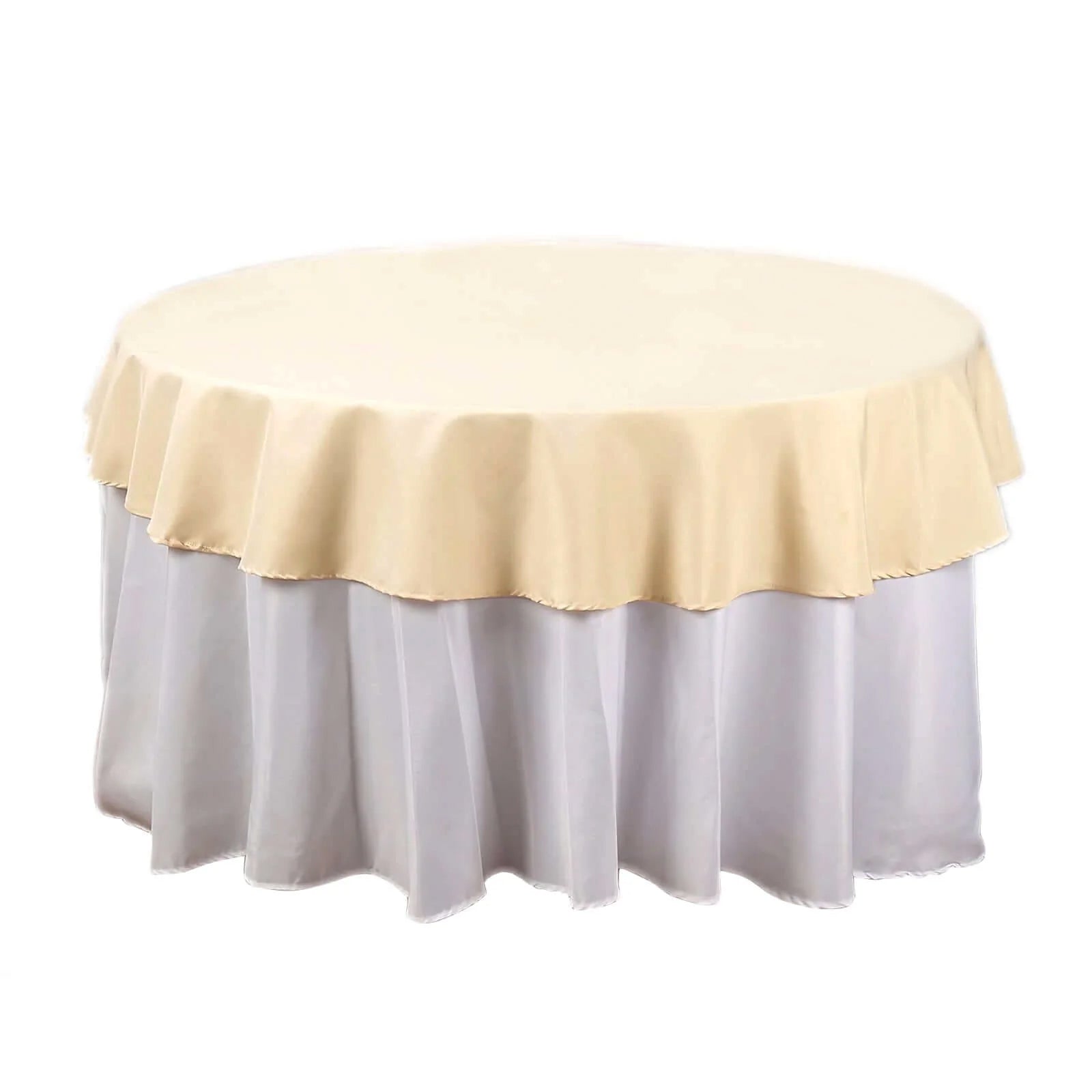Beige Polyester Round Linen Tablecloth 70 Inch  