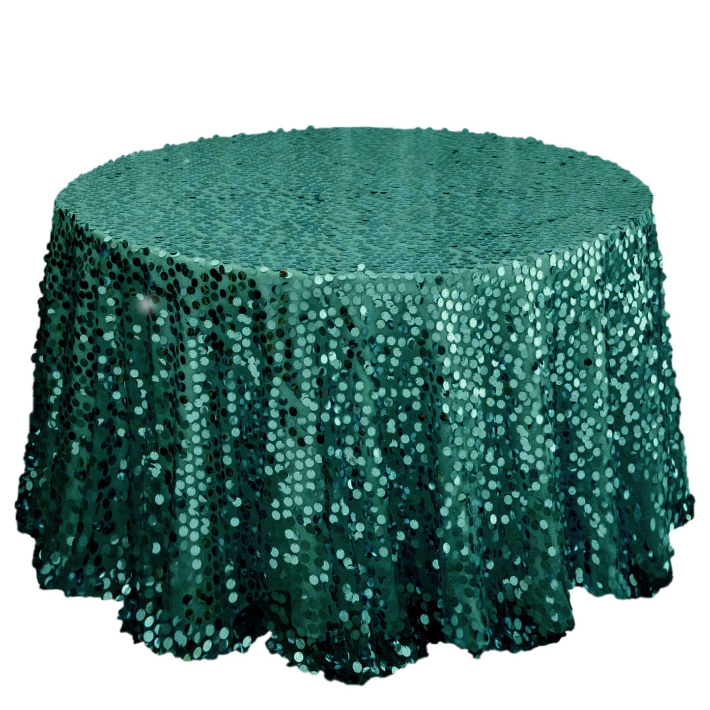 Hunter Emerald Green 120 Inch Sequin Big Payette Round Tablecloth