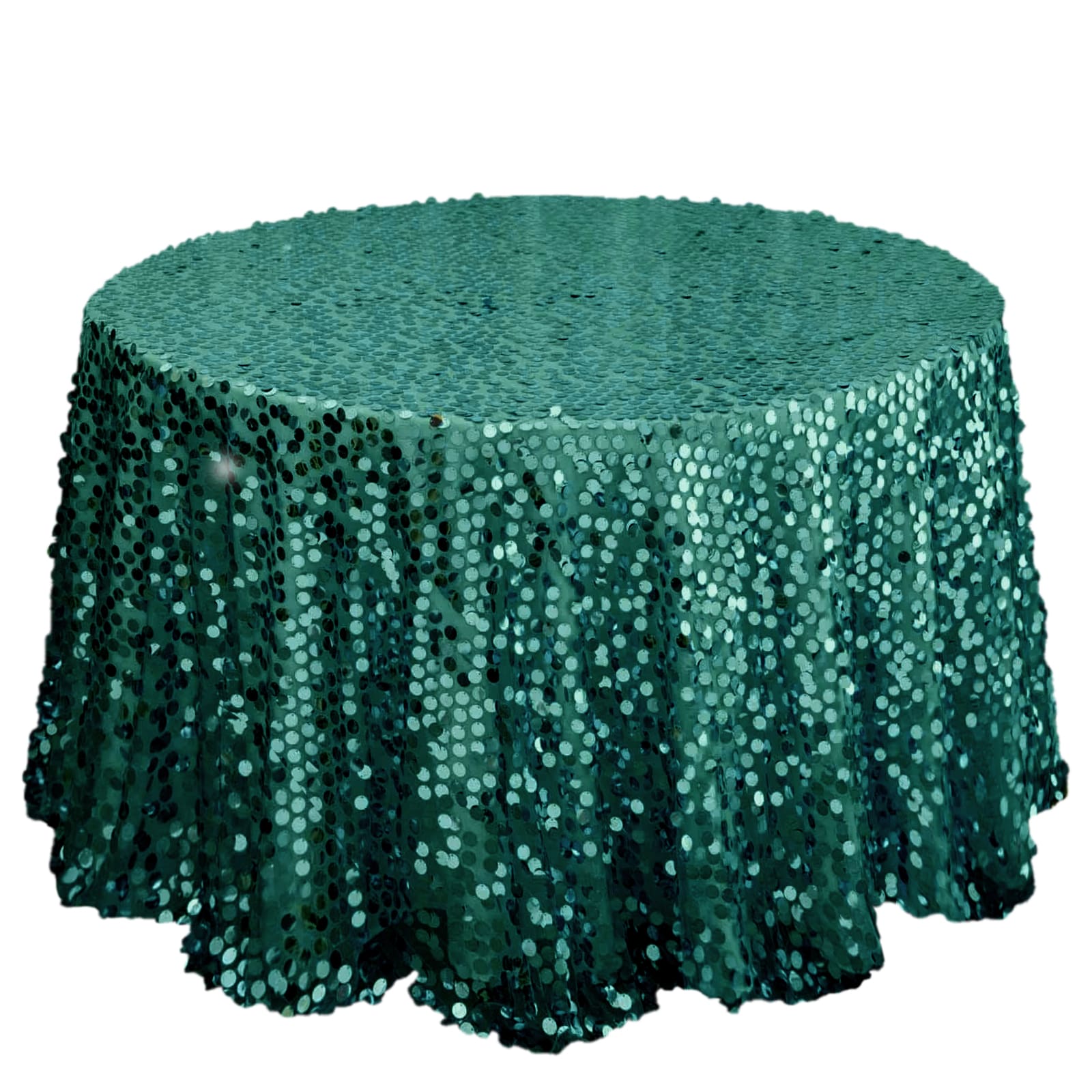 Hunter Emerald Green 120 Inch Sequin Big Payette Round Tablecloth