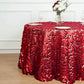 Red sequin round tablecloth with a shimmering big payette design.