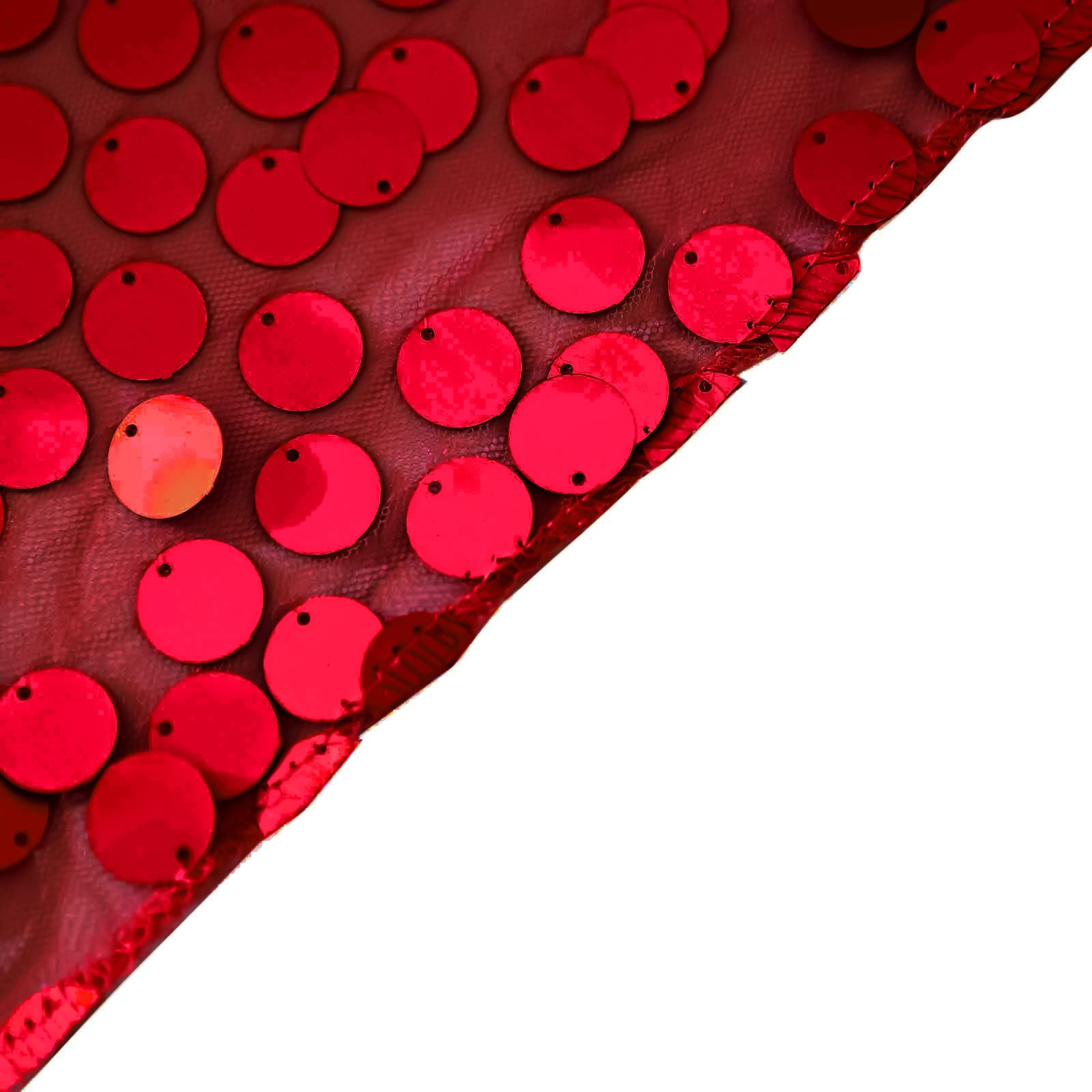 Red sequin round tablecloth with big payette sequins.