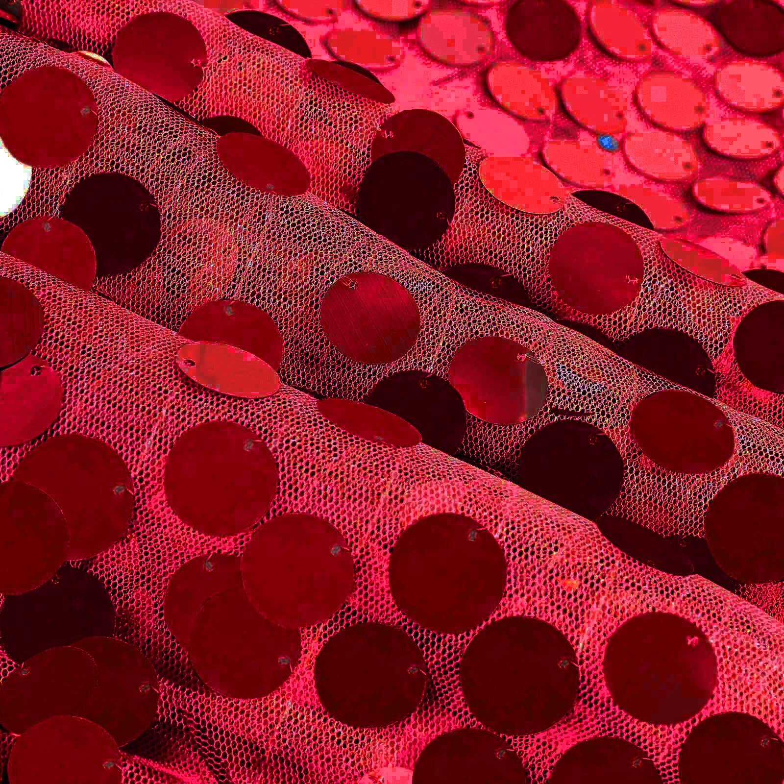120" red seamless big payette sequin round tablecloth.