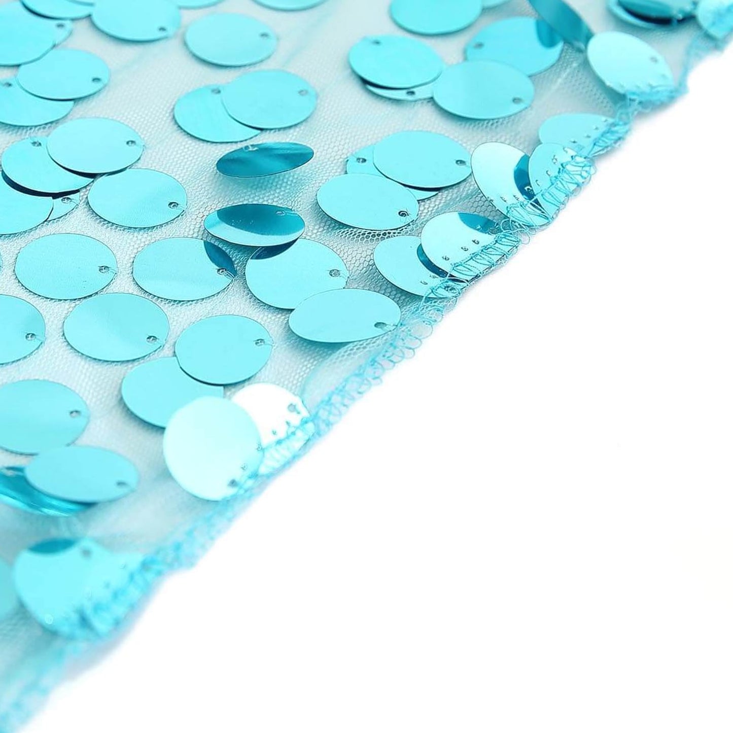 120" Turquoise Seamless Big Payette Sequin Round Tablecloth Collection