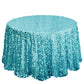 Round Tablecloth 120 Inch Turquoise Big Payette Sequins