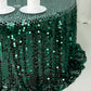 Sequin 132" Round Tablecloth Hunter Emerald Green - Big Payette Table Cover