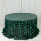 Sequin 132" Round Tablecloth Hunter Emerald Green - Big Payette Table Cover