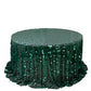 Sequin 132" Round Tablecloth Hunter Emerald Green - Big Payette Table Cover