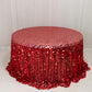 Sequin 132" Round Tablecloth Red - Big Payette Table Cover