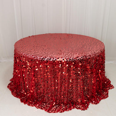 Red Sequin Round Tablecloth for Bold Event Décor