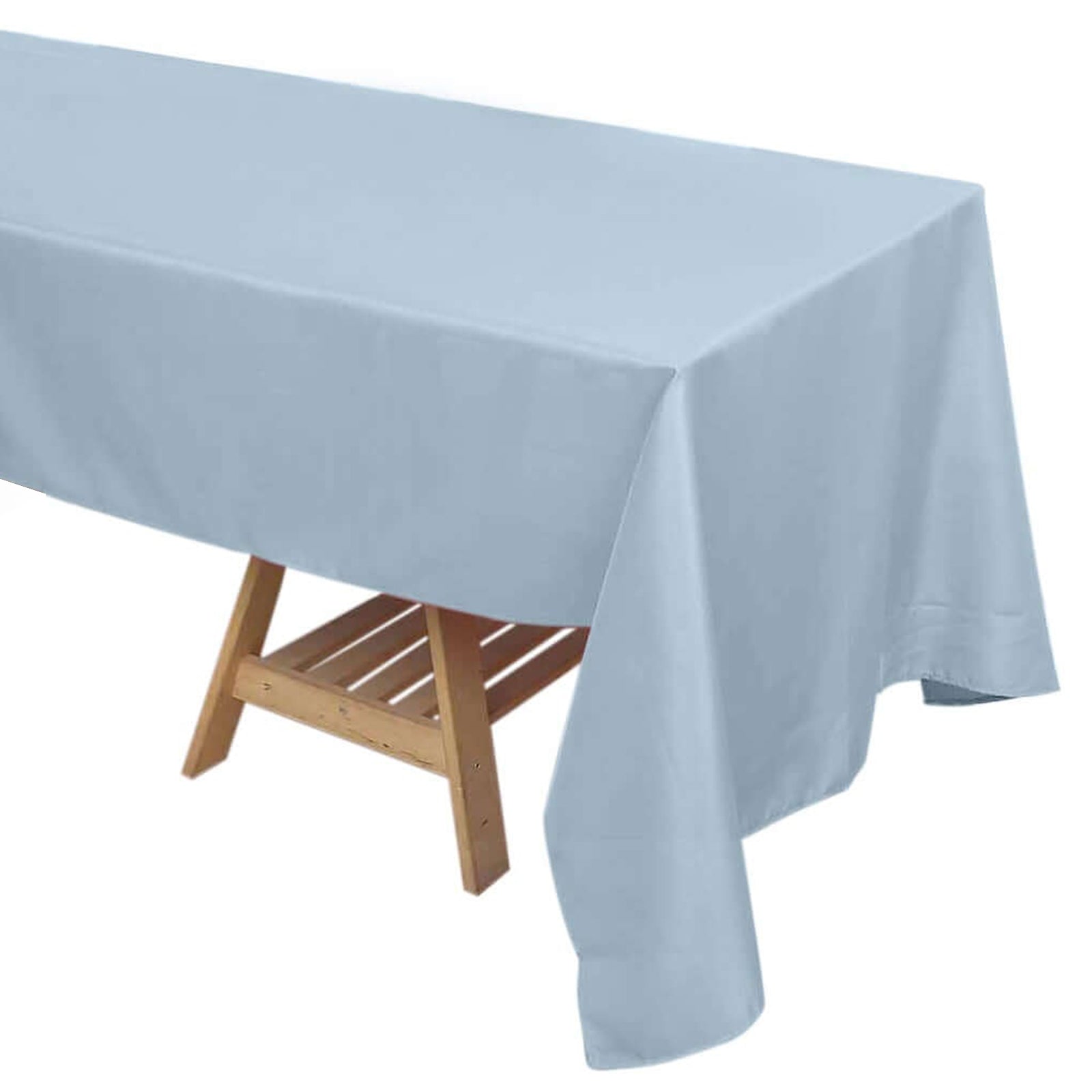 Rectangle Reusable Linen Tablecloth Dusty Blue Polyester 72 Inch x 120 Inch