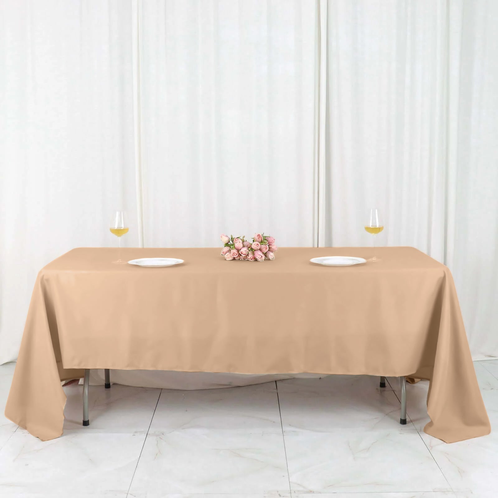 Polyester Table Covering 72X120 Inches Size Nude