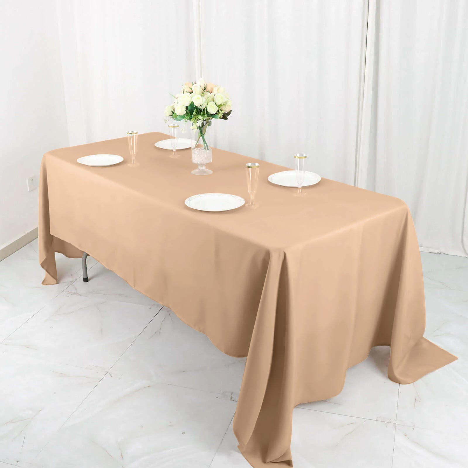 72X120 Inches Size Nude Polyester Table Covering