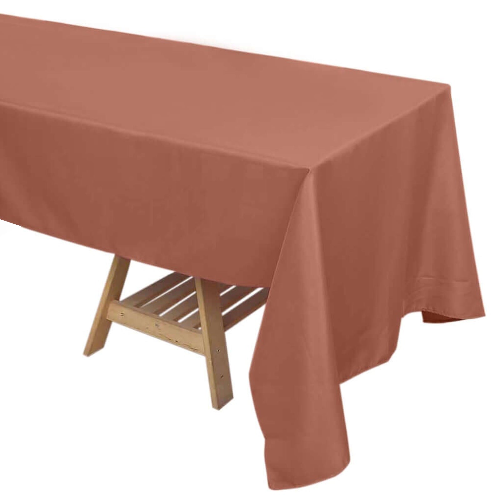 Polyester Terracotta Rectangular Linen Tablecloth 72X120 Inch