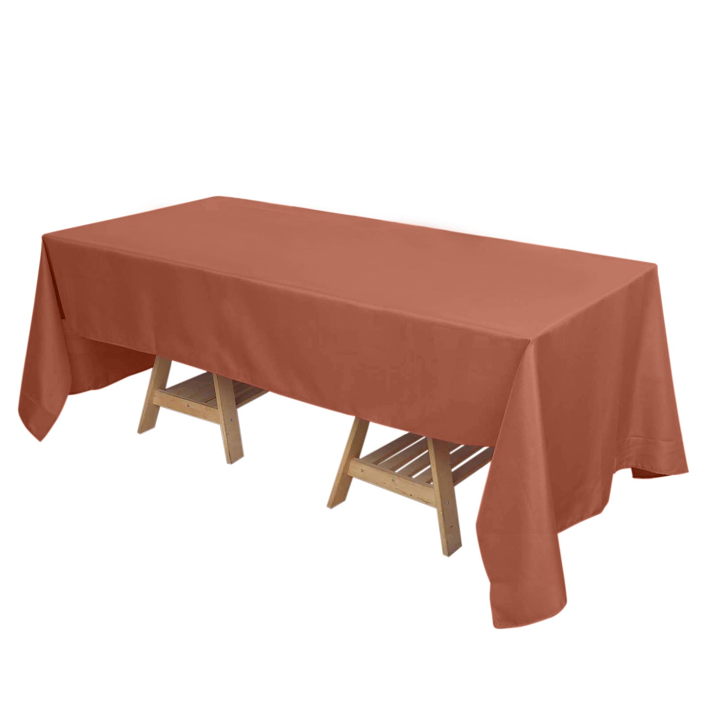 Polyester Terracotta Rectangular Linen Tablecloth 72X120 Inch