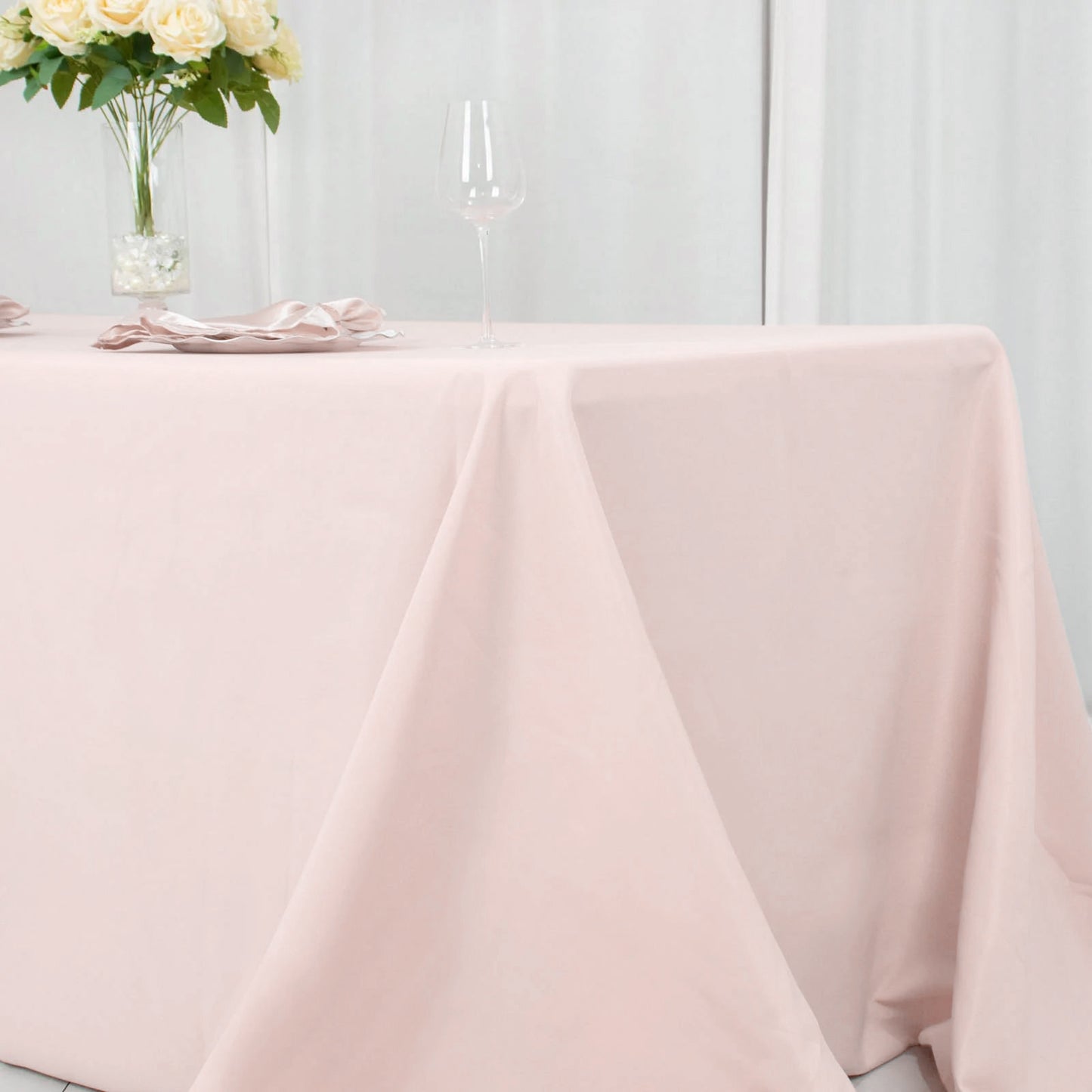 90"x132" Blush Seamless Premium Polyester Rectangular Tablecloth - 220GSM