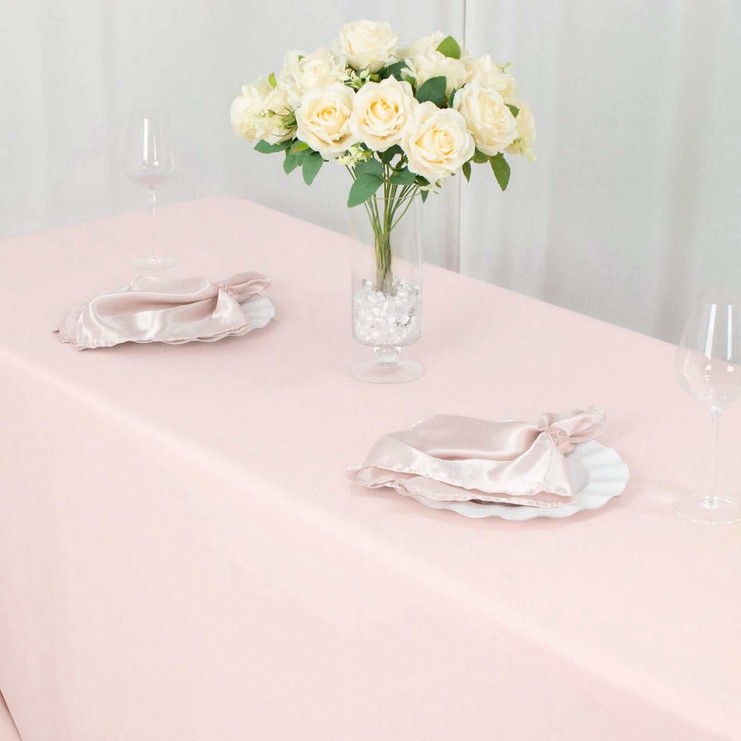 90"x132" Blush Seamless Premium Polyester Rectangular Tablecloth - 220GSM