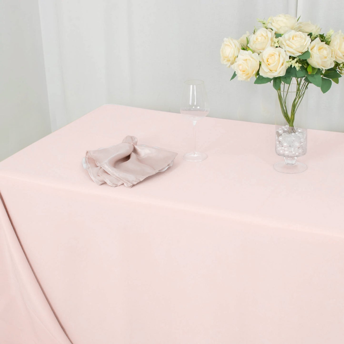 90"x132" Blush Seamless Premium Polyester Rectangular Tablecloth - 220GSM