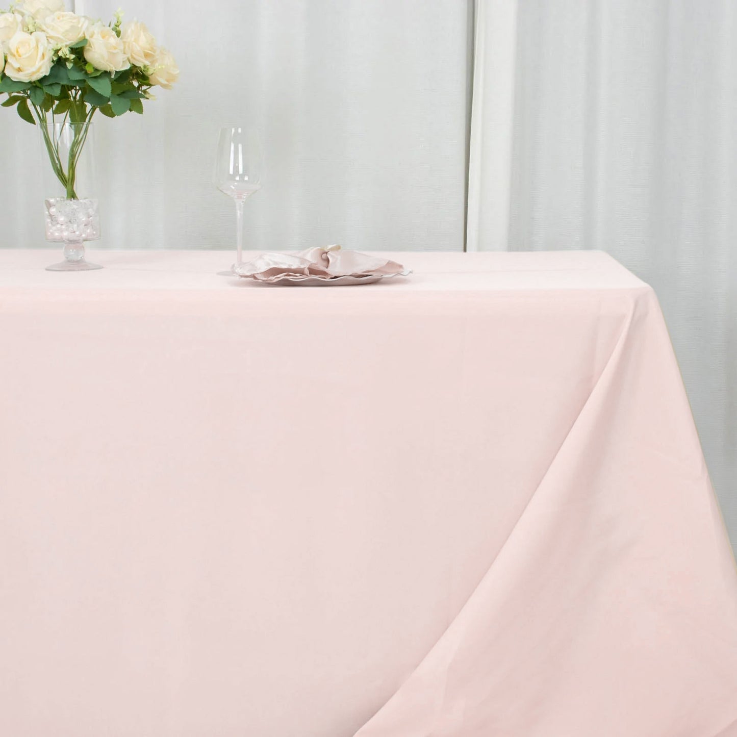 90"x132" Blush Seamless Premium Polyester Rectangular Tablecloth - 220GSM