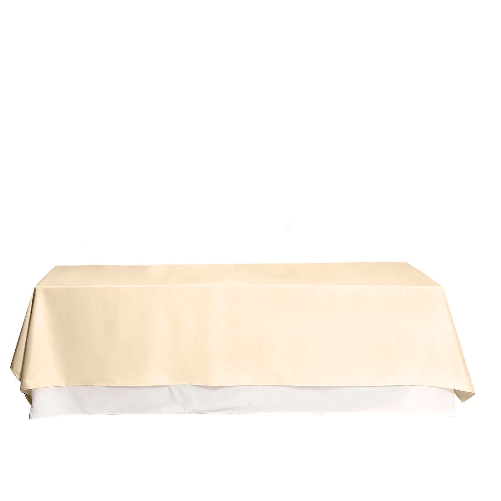 Beige Polyester Rectangular Tablecloth 90 Inch x 132 Inch 