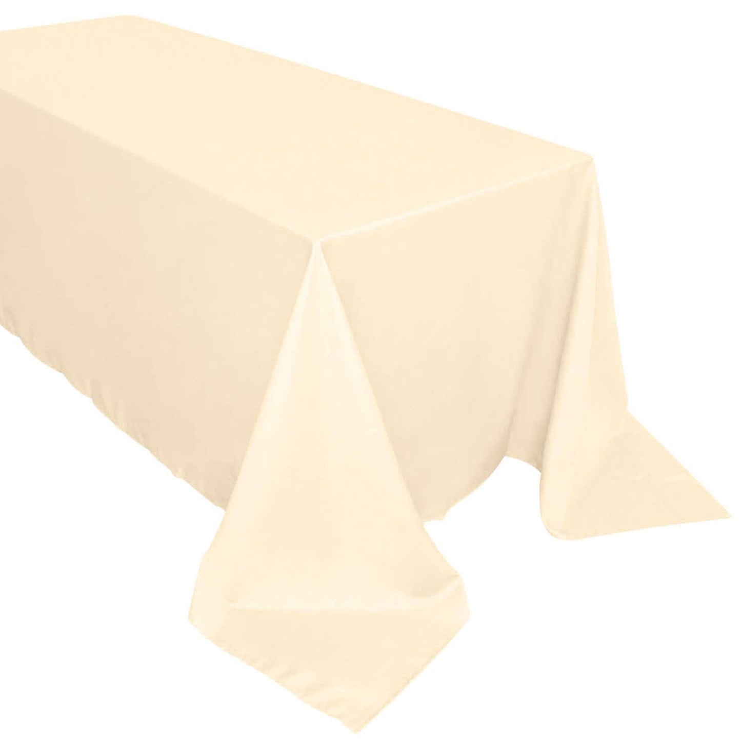 Beige 90 Inch x 132 Inch Polyester Rectangular Tablecloth