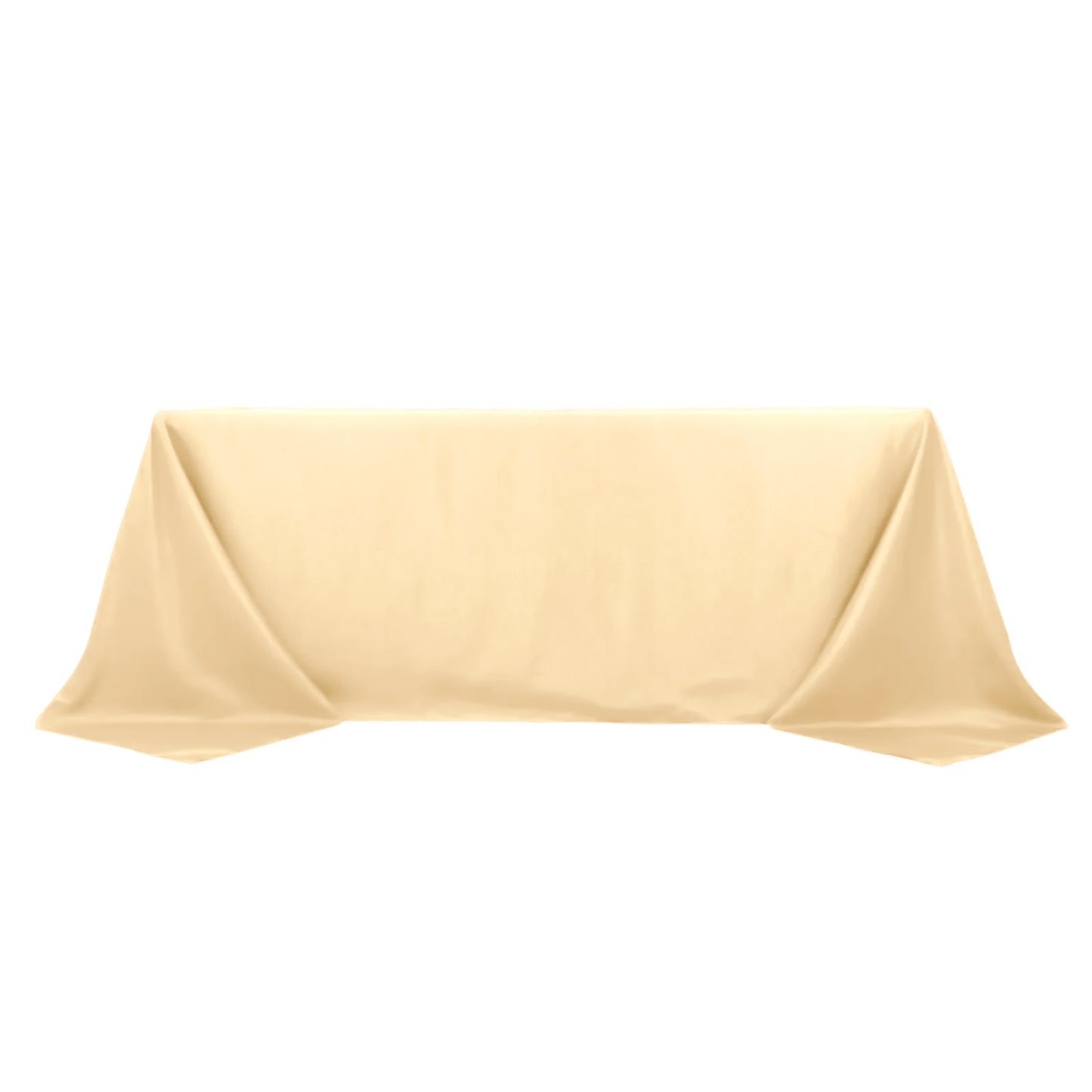 Beige 90 Inch x 132 Inch Polyester Rectangular Tablecloth