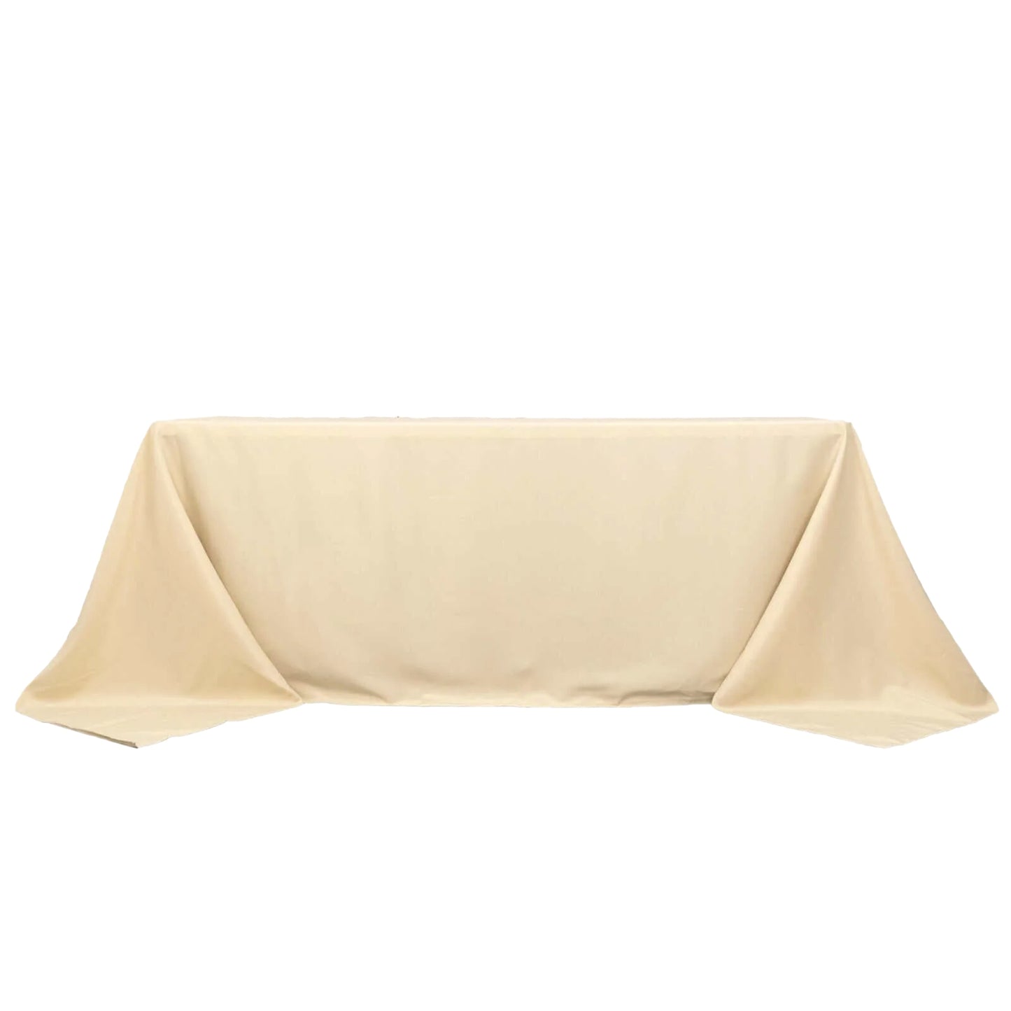 90"x132" Beige Seamless Premium Polyester Rectangular Tablecloth - 220GSM