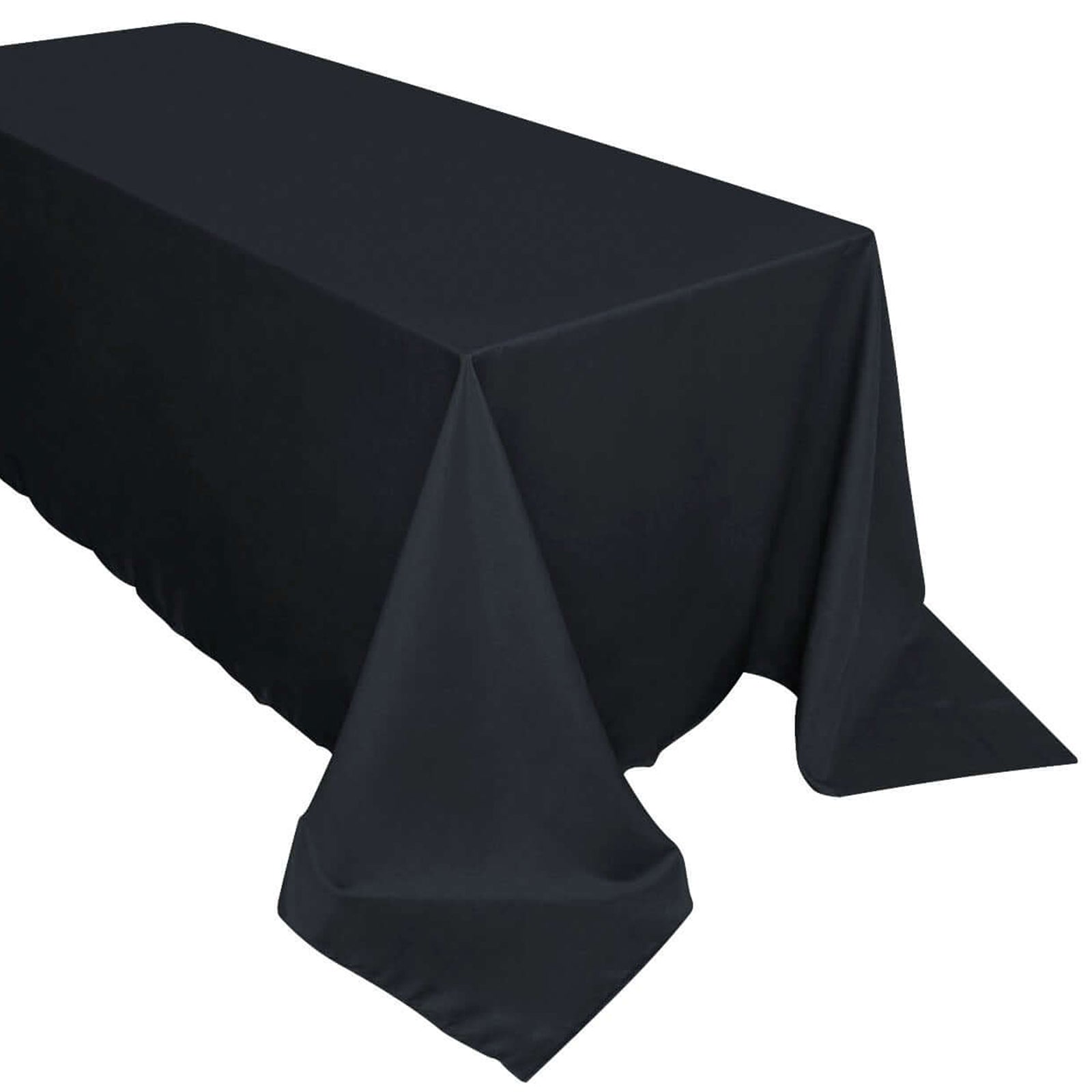 90 Inch x 132 Inch Rectangular Tablecloth In Black Polyester