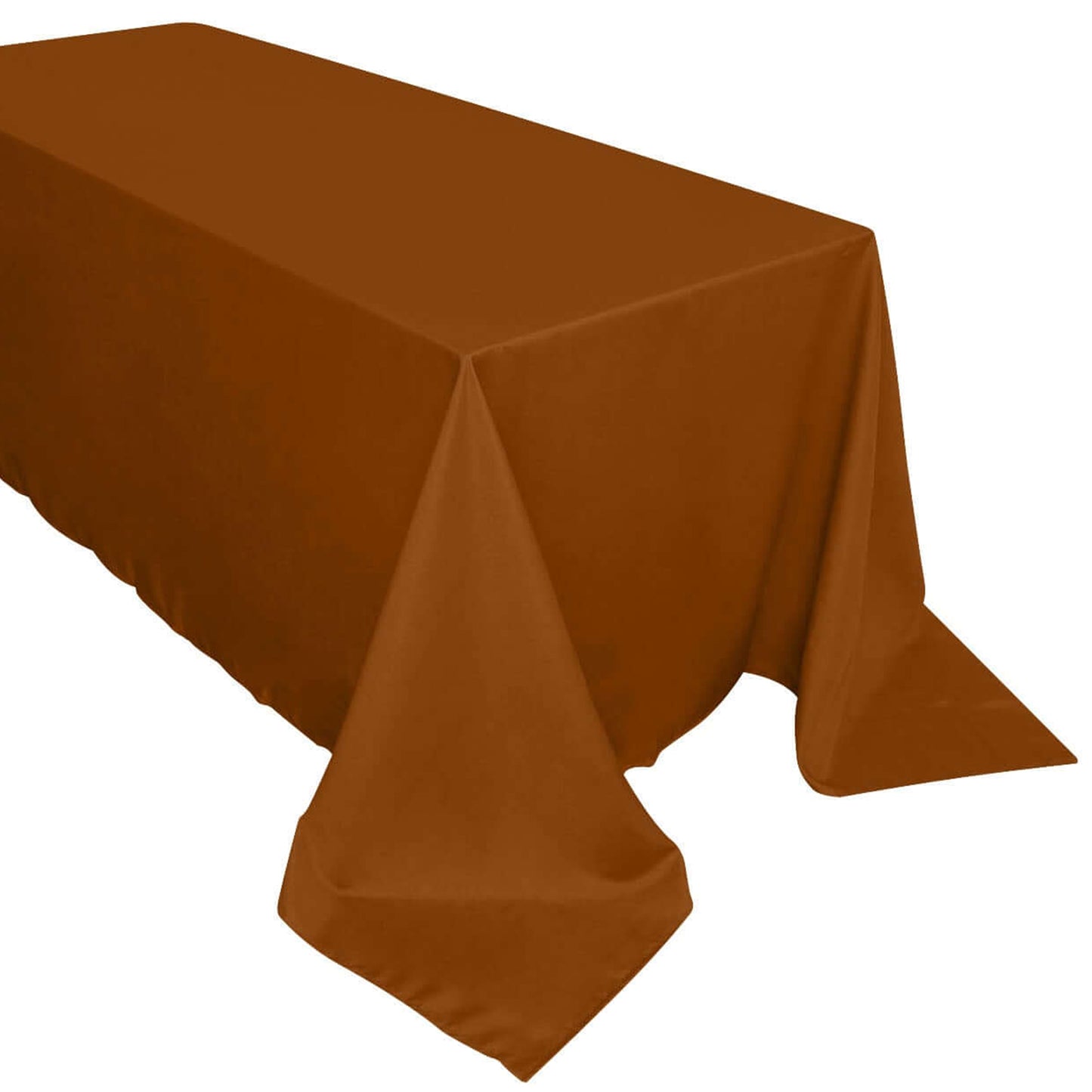 90"x132" Cinnamon Brown Seamless Polyester Rectangular Tablecloth
