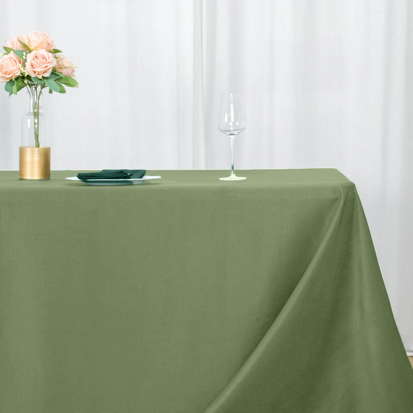 90"x132" Dusty Sage Green Seamless Premium Polyester Rectangular Tablecloth - 220GSM