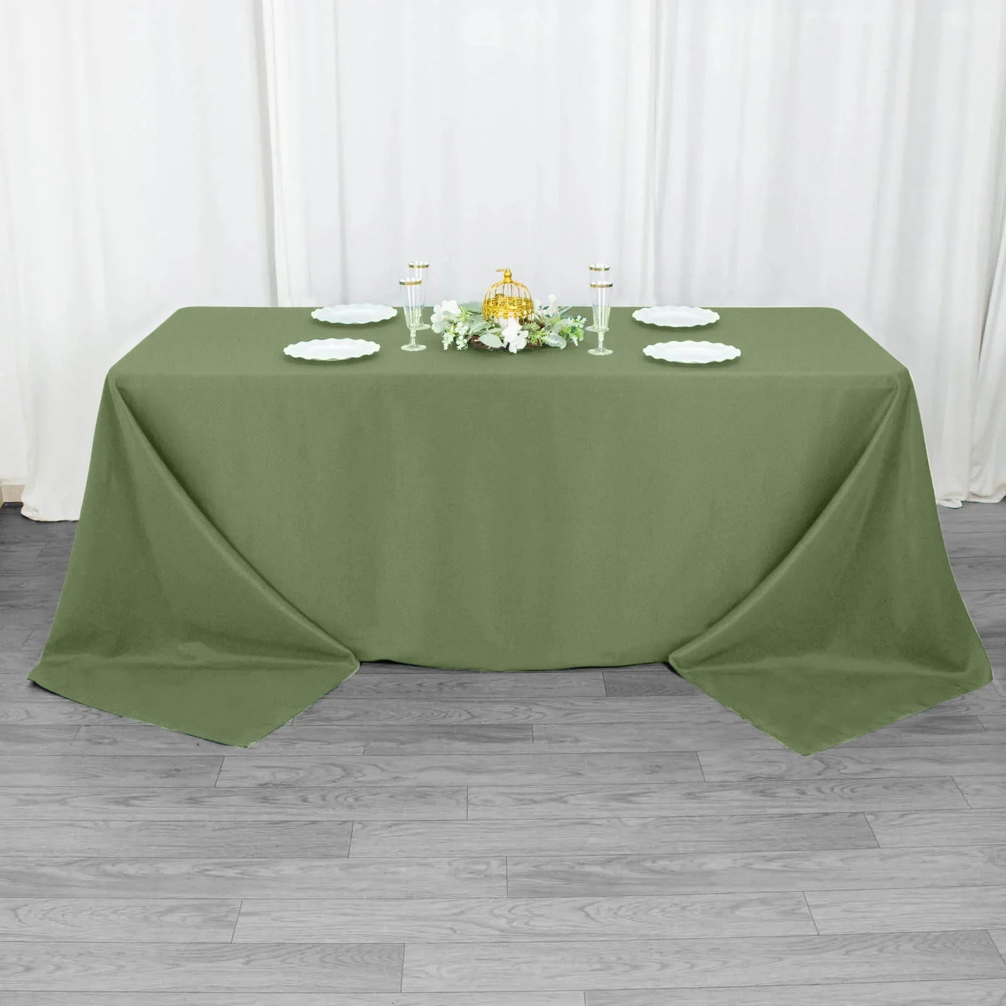 90"x132" Dusty Sage Green Seamless Premium Polyester Rectangular Tablecloth - 220GSM