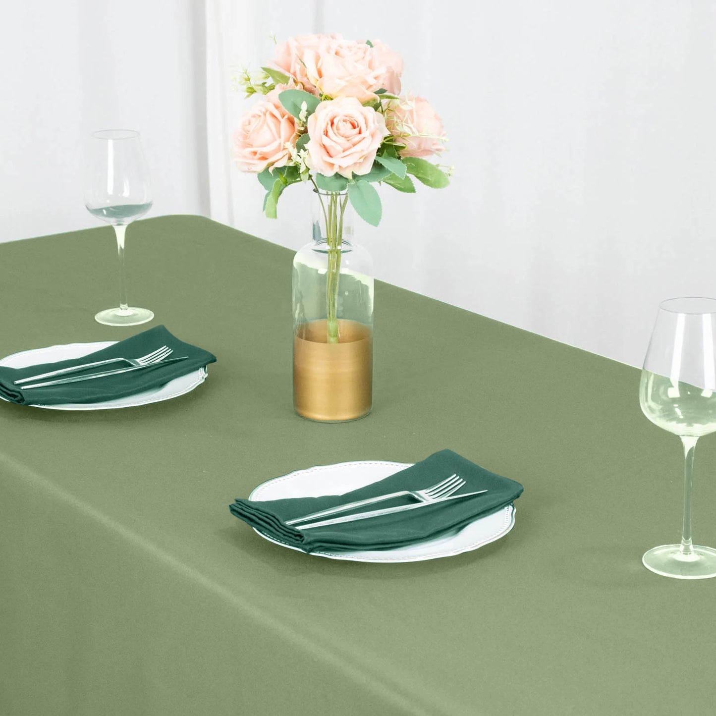 90"x132" Dusty Sage Green Seamless Premium Polyester Rectangular Tablecloth - 220GSM