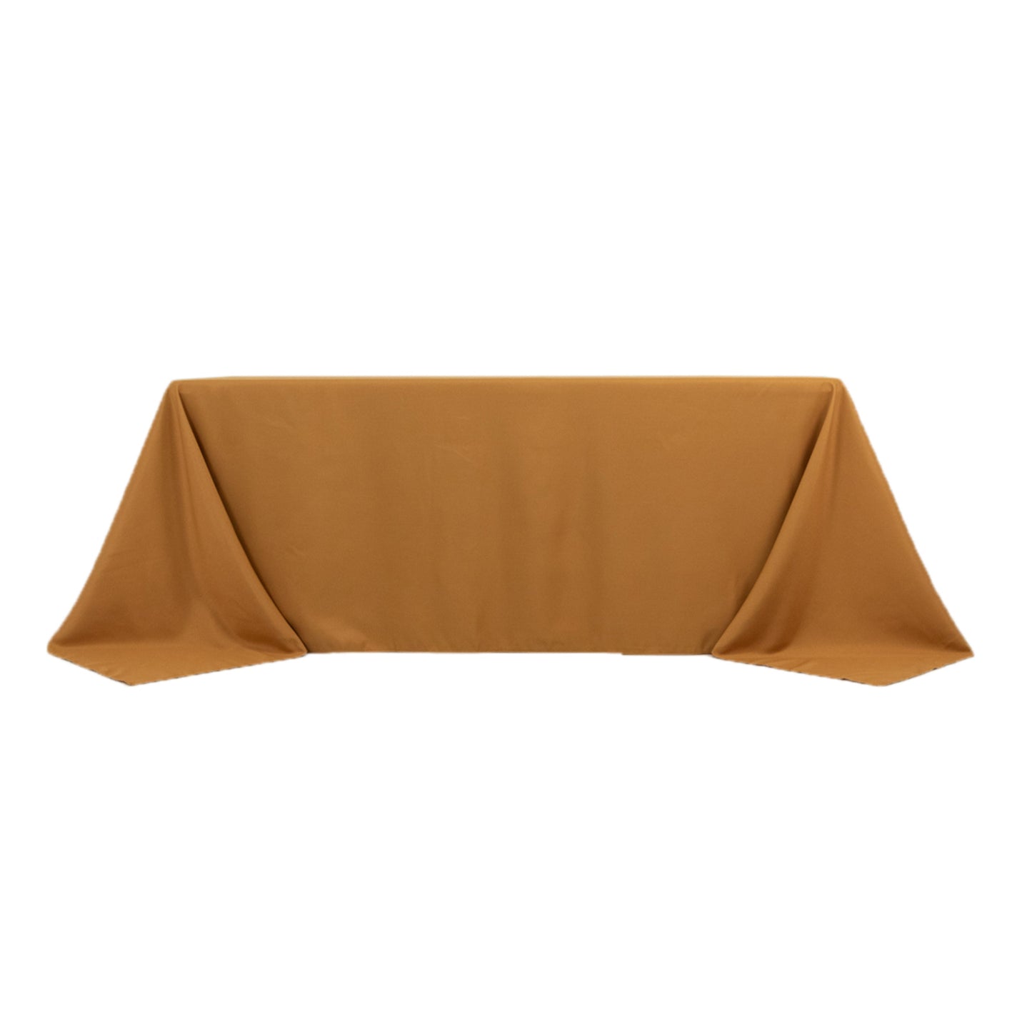 90"x132" Gold Seamless Premium Polyester Rectangular Tablecloth - 220GSM for 6 Foot Table With Floor-Length Drop