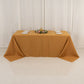 90"x132" Gold Seamless Premium Polyester Rectangular Tablecloth - 220GSM for 6 Foot Table With Floor-Length Drop