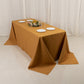 90"x132" Gold Seamless Premium Polyester Rectangular Tablecloth - 220GSM for 6 Foot Table With Floor-Length Drop
