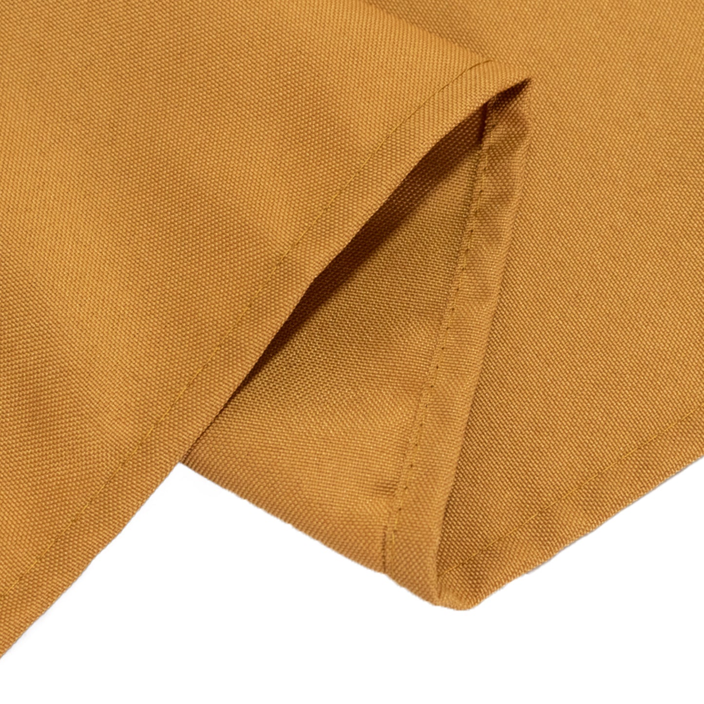 90"x132" Gold Seamless Premium Polyester Rectangular Tablecloth - 220GSM for 6 Foot Table With Floor-Length Drop