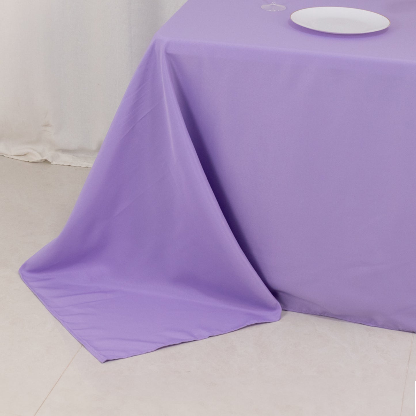 90"x132" Lavender Lilac Seamless Premium Polyester Rectangular Tablecloth - 220GSM for 6 Foot Table With Floor-Length Drop