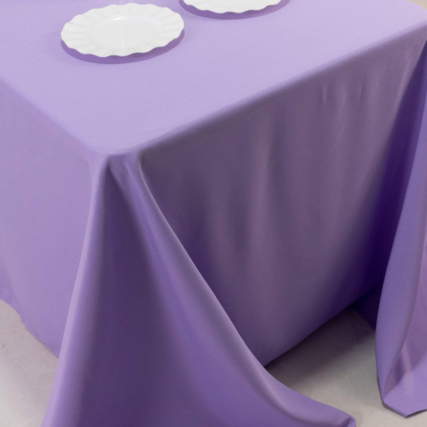 90"x132" Lavender Lilac Seamless Premium Polyester Rectangular Tablecloth - 220GSM for 6 Foot Table With Floor-Length Drop