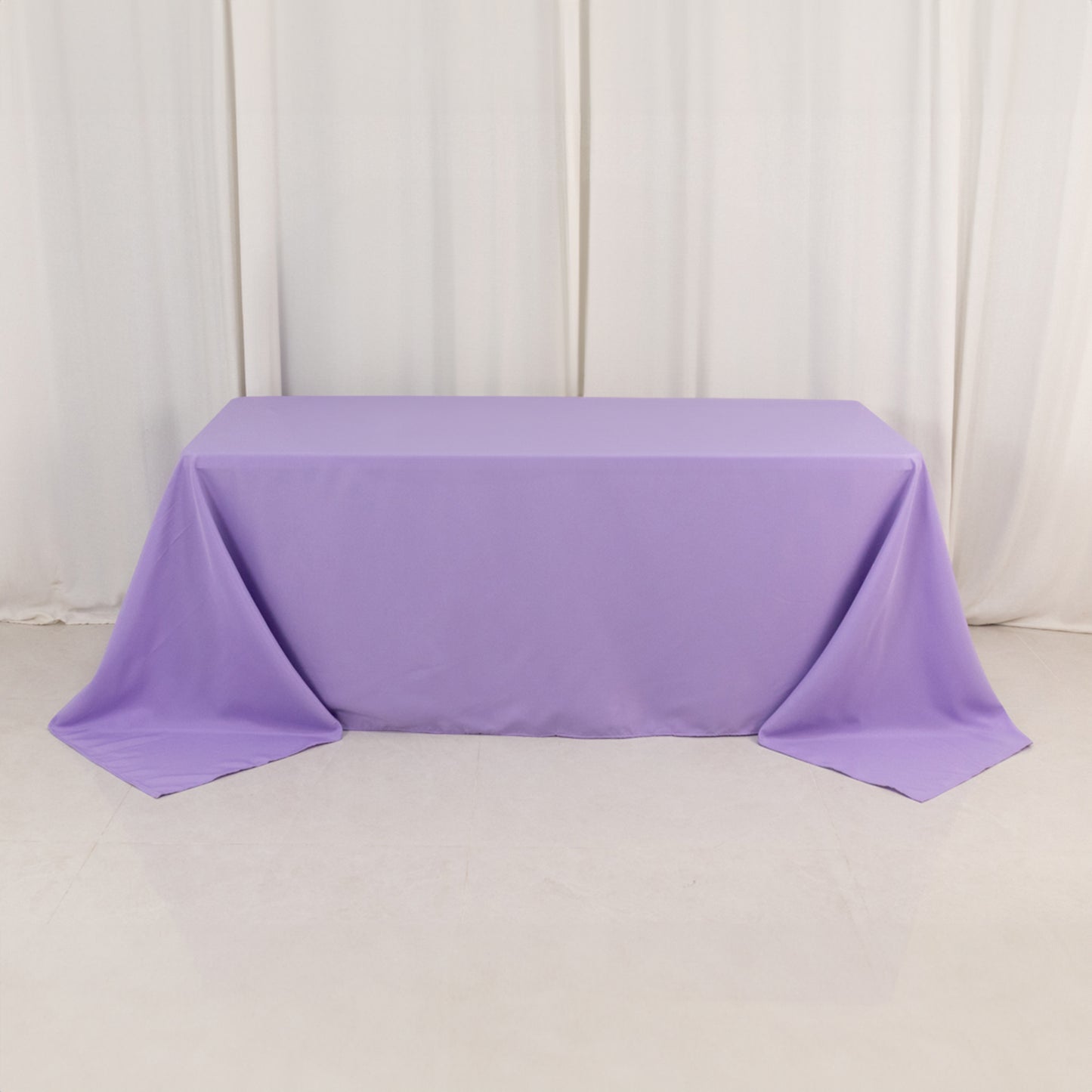 90"x132" Lavender Lilac Seamless Premium Polyester Rectangular Tablecloth - 220GSM for 6 Foot Table With Floor-Length Drop