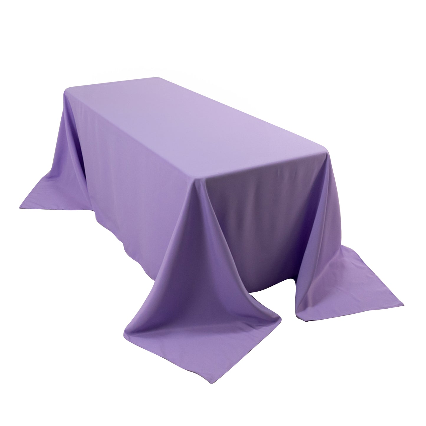 90"x132" Lavender Lilac Seamless Premium Polyester Rectangular Tablecloth - 220GSM for 6 Foot Table With Floor-Length Drop