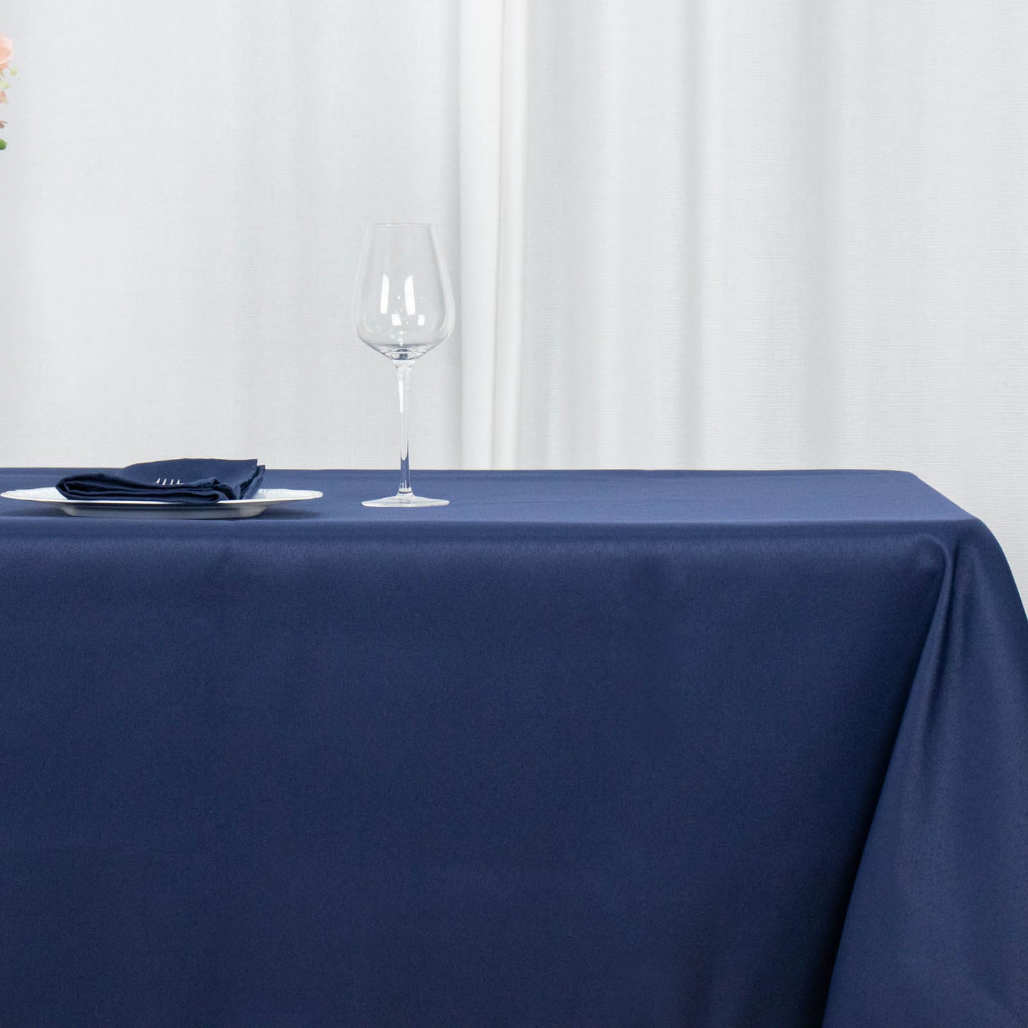 90"x132" Navy Blue Seamless Premium Polyester Rectangular Tablecloth - 220GSM