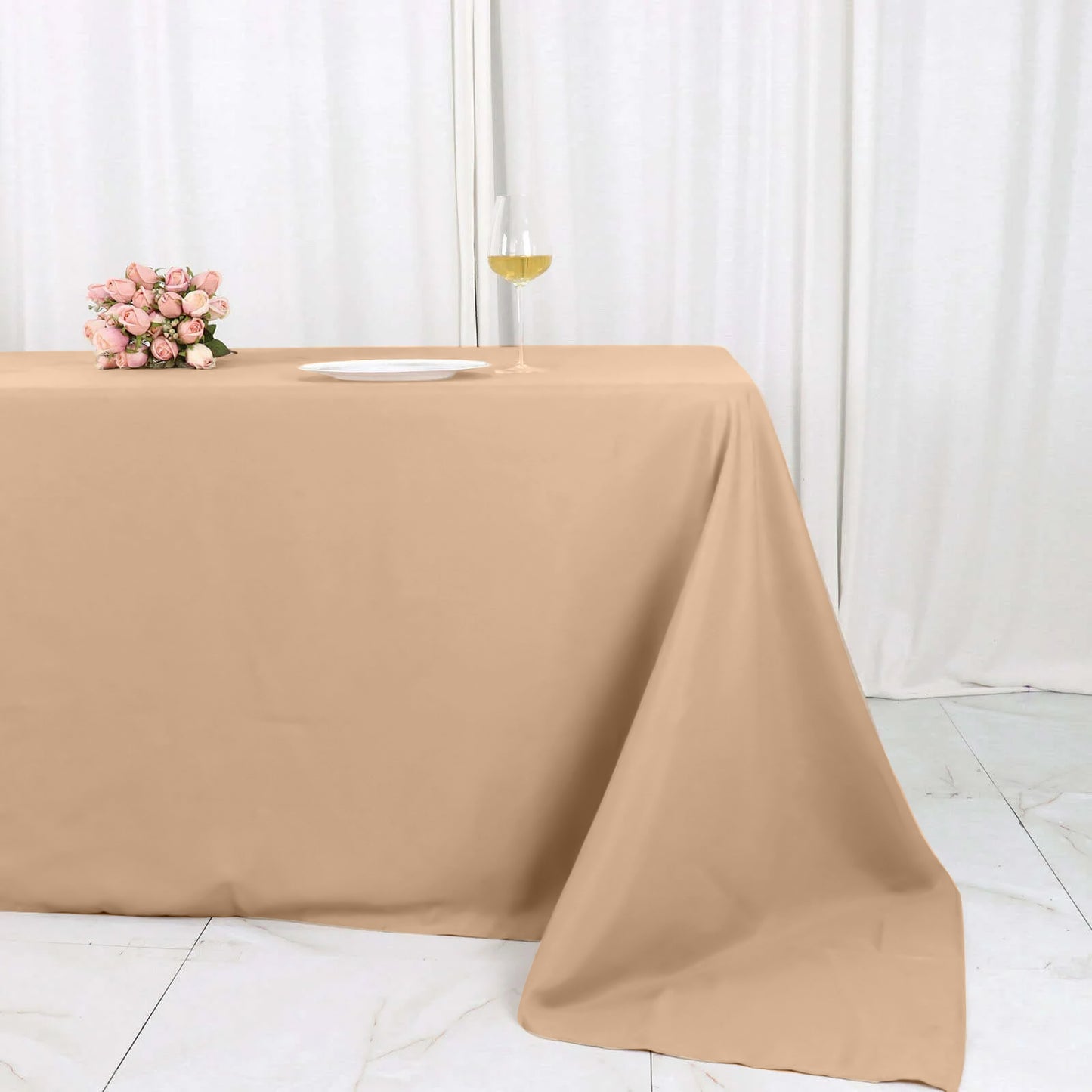 90"x132" Nude Seamless Polyester Rectangular Tablecloth
